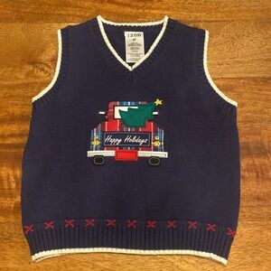 Izod Boys Holidays Truck Sweater Vest